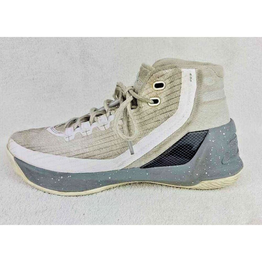 Under Armour Boys Curry 3 Basketball Shoes White 1274061-101 Lace Up Mid Top 5Y